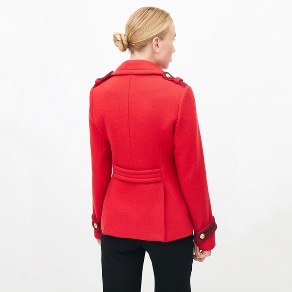 Smythe Red Double Breasted Pea Wool Coat with gold button size 4 - Picture 7 of 16